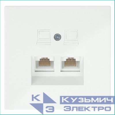 Розетка компьютерная 2-м СП RJ45 кат.5E с накладкой механизм сахара Jasmart FD6106SH