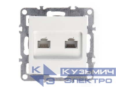 Компьютерная розетка двойная RJ45+ RJ45 в рамку, cat.5e, неэкранированная, пластик, IP20, (в 2-3-4 постовых рамках порты расположены вертикально) цвет белый NETKO Optima Electric