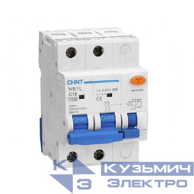 Выключатель автоматический дифференциального тока 2п C 10А 30мА тип AC 6кА NB1L-40 (R) CHINT 197975