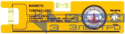 Уровень "мини" пластик. с угломером 200мм FIT 18603