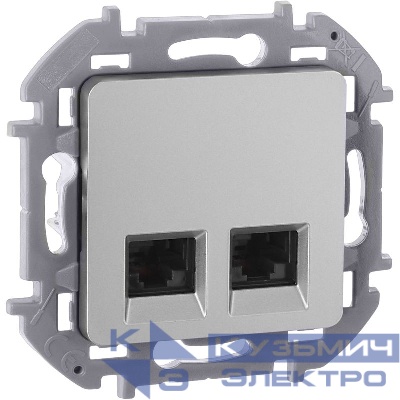 Розетка компьютерная 2-м Inspiria RJ45 кат.6 UTP механизм алюм. IEK 673842