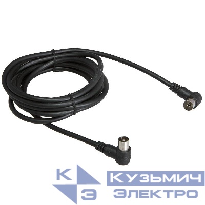 Шнур TV PLUG - TV JACK 1.5М угловой черн. Rexant 18-0012