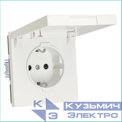 Розетка 1-м СП FD Shuko 16А IP20 с заземл. защ. шторки с крышкой механизм сахара Jasmart FD5505SH