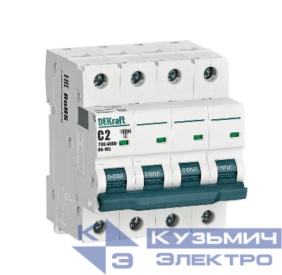 Выключатель автоматический модульный 4п C 2А 10кА ВА-105 DEKraft 13185DEK
