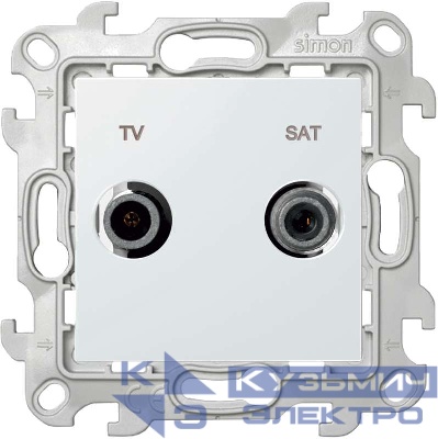 Розетка телевизионная одиночная TV/SAT СП Simon 24 IP20 механизм бел. Simon 2410487-030