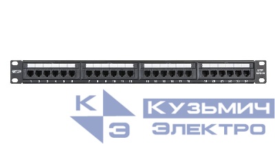 Панель коммутационная 19дюйм 1U неэкранир. 24 порта кат.5E (класс D) 100МГц RJ45 (8P8C) 110/KRONE T568A/B черн. NETLAN EC-URP-24-UD2