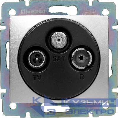 Розетка телевизионная оконечная TV/FM/SAT СП Valena 10дБ 2400МГц механизм алюм. IEK 770136