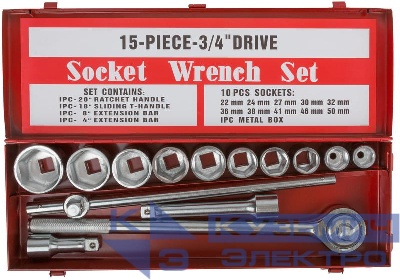 Набор вороток (трещотка) 3/4дюйм+головки 22-50мм 14шт FIT 62470