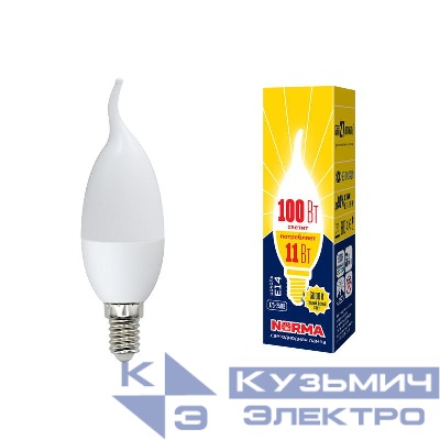 Лампа светодиодная LED-CW37-11W/WW/E14/FR/NR Norma 11Вт матовая E14 (упак. картон) Volpe UL-00003817