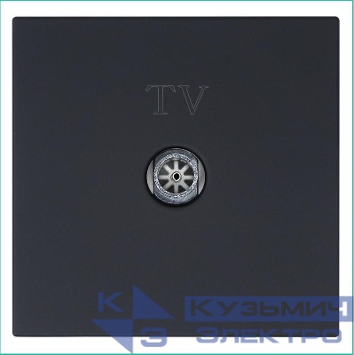 Розетка телевизионная оконечная TV 1-м СП FD Ф9.5мм с накладкой механизм черн. матов. soft touch Jasmart FD6001PBM