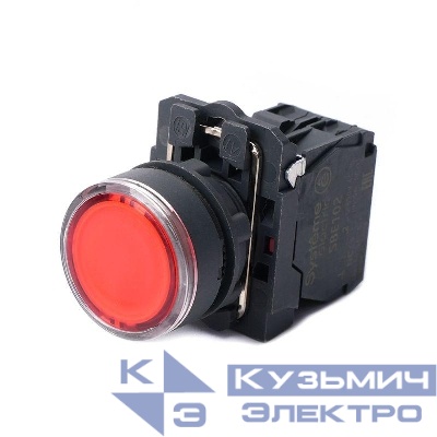 Кнопка модульная SB5 с подсветкой в сборе 22мм пластик 24ВDC 1НЗ красн. SE SB5AW34B2