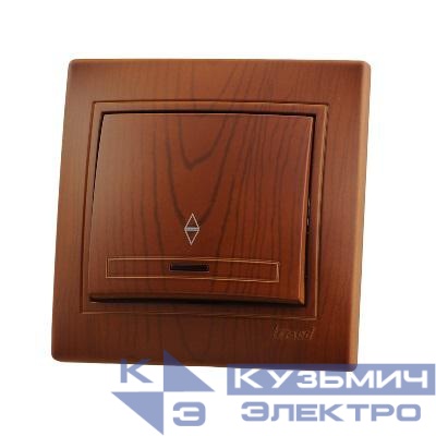Переключатель проходной 1-кл. Mira с подсветкой сосна LEZARD 701-0801-114