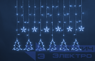 Гирлянда светодиодная "Бахрома" "Звезды и елочки" 95 125 NGF-D033-03 2.5х1м Blue IP20 Navigator 95125