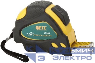 Рулетка Контур 7.5мх25мм автостоп прорезиненный корпус FIT 17367