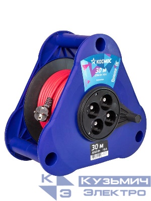 Удлинитель на треугольной катушке 4х30м без заземл. 16А IP44 3.5кВт ПВС 2х2.5 УКП КОСМОС YKTKsm30m-4g(2.5)