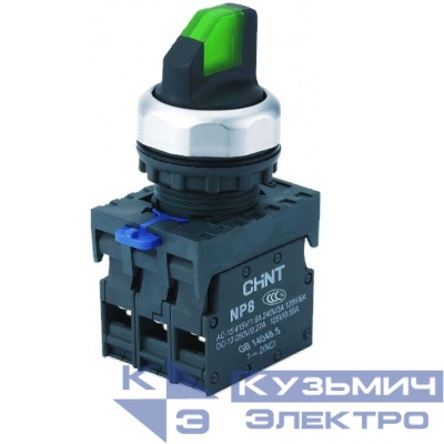 Переключатель с подсветкой NP8-20XD/314 3 полож. фикс. AC110-230В(LED) 2НО IP65 (R) зел. CHINT 667577
