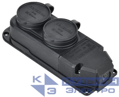 Колодка удлинителя 2-м 16А IP44 с защ. крышкой каучук черн. GENERICA ERK20-016-02-44-K02-G