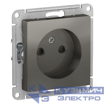 Розетка 1-м СП AtlasDesign 16А IP20 без заземл. защ. шторки механизм сталь SE ATN000949