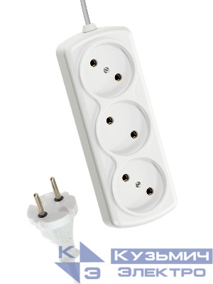 Удлинитель 3х3м 6А IP20 ШВВП 2х0.75 КОСМОС YKsm3m-3g(6A)E