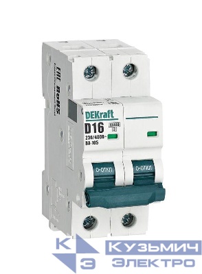 Выключатель автоматический модульный 2п D 16А 10кА ВА-105 DEKraft 13213DEK