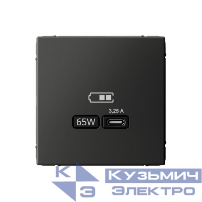 Розетка USB ArtGallery тип C 65Вт QC PD высокоскор. ЗУ механизм базальт SE GAL001427