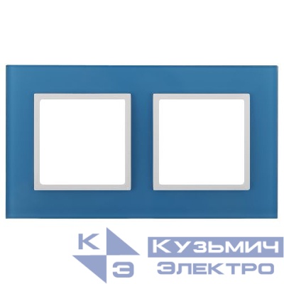Рамка 2-м 14-5102-28 стекло Elegance голуб.+бел. ЭРА Б0034500