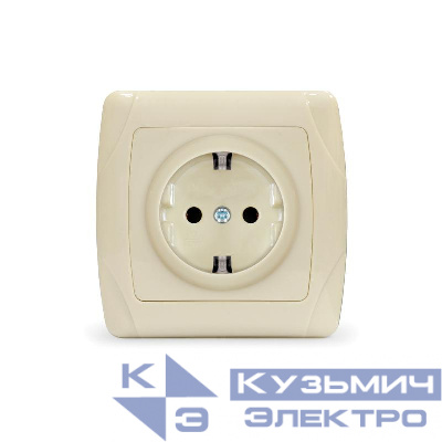 Розетка 1-м СП Маргарита 16А IP20 с заземл. сл.кость (ivory) UNIVersal М0028-I