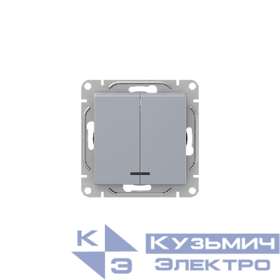Выключатель 2-кл. СП Эпика с подсветкой механизм алюм. EKF UP1-SWA-24