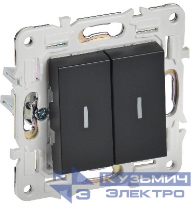 Выключатель проходной 2-кл. SKANDY 10А SK-V10Bl с индикацией черн. IEK SK-V22-1-10-K02