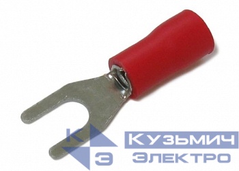 Вилочный кабельный  наконечник SV 1,25-3 (НВИ d=3.2мм) 0,5-1,5мм2,  изолированный, красный , 100шт., NETKO Optima