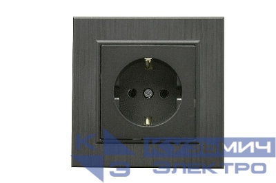 Розетка 1-м Karea LINE STAR с заземл. дым. металлик Makel 86050028