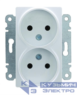 Розетка 2-м СП Lillium 10А без заземл. с панелью механизм бел. Makel 30001017