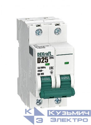 Выключатель автоматический модульный 2п D 25А 6кА ВА-103 DEKraft 12355DEK