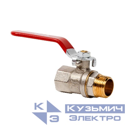 Кран шаровой ручка рычаг латунь внутр./наружн. резьба 1дюйм PN25 никель (инд. упак.) RTP 34878