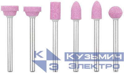 Набор шарошек мини для шлифовки изделий из стали и цветных металлов алюм./оксидная (6 предметов) FIT 36924