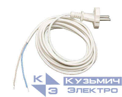 Шнур с электр. вилкой (ПВС-ВП 2х0.75) 2.2м бел. UNIVersal 9632166