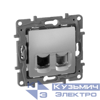 Розетка компьютерная + телефонная 2-м СП Etika RJ45 + RJ11 кат.5E UTP механизм алюм. IEK 672452