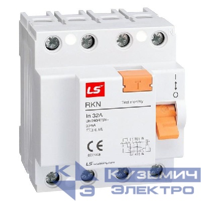 Выключатель дифференциального тока (УЗО) 4п 40А 300мА тип A RKN LS Electric 062400458B