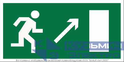 Знак безопасности BL-3015.E05 "Напр. к эвакуационному выходу направо вверх" Белый свет a12949