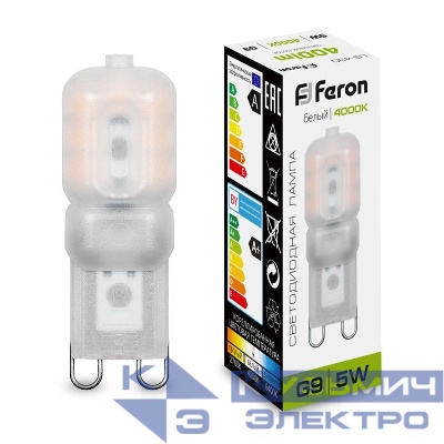Лампа светодиодная LB-430 5Вт JCD9 4000К G9 230В FERON 25637