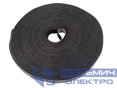 Лента-липучка многоразовая 10мм*10м, с насечками для отрыва (каждые 2 см), черная NETKO Optima