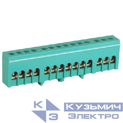 Шина PE земля в изолированном корпусе на DIN-рейку ШНИ-6х9-14-Д зел. NO-224-105 Эра Б0062957