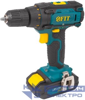 Дрель-шуруповерт аккумуляторная 18В 0-450/1550об/мин 29Нм 2 (Li-Ion) 1.3А.ч FIT 80199