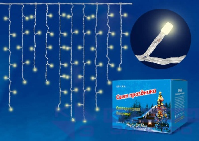 Гирлянда "Бахрома" светодиодная ULD-B3010-200/DTA WARM WHITE IP20 с контроллером Uniel UL-00003678