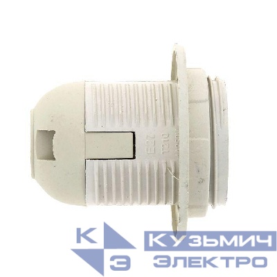 Патрон E27 пластик. с кольцом термостойкий пластик бел. EKF LHP-E27-r