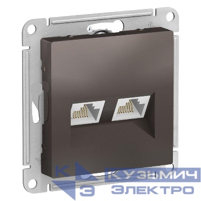 Розетка компьютерная 2-м AtlasDesign RJ45 кат.5E механизм мокко SE ATN000685