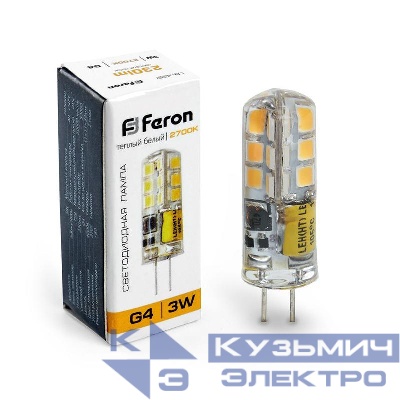 Лампа светодиодная LB-422 3Вт JC 2700К G4 12В FERON 25531