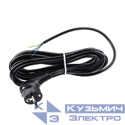 Шнур сетевой с вилкой 3м с заземл. ПВС 3х0.75 черн. UX-3x0.75-3m-B ЭРА Б0048693