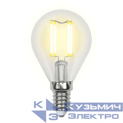 Лампа светодиодная LED-G45-5W/WW/E14/CL/DIM GLA01TR форма "шар" прозр. Air свет теплый бел. 3000К диммир. упак. картон Uniel UL-00002866