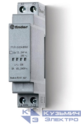 Реле модульное твердотельное выход 15А 24В DC 6...24В DC 17.5мм IP20 FINDER 770190249024